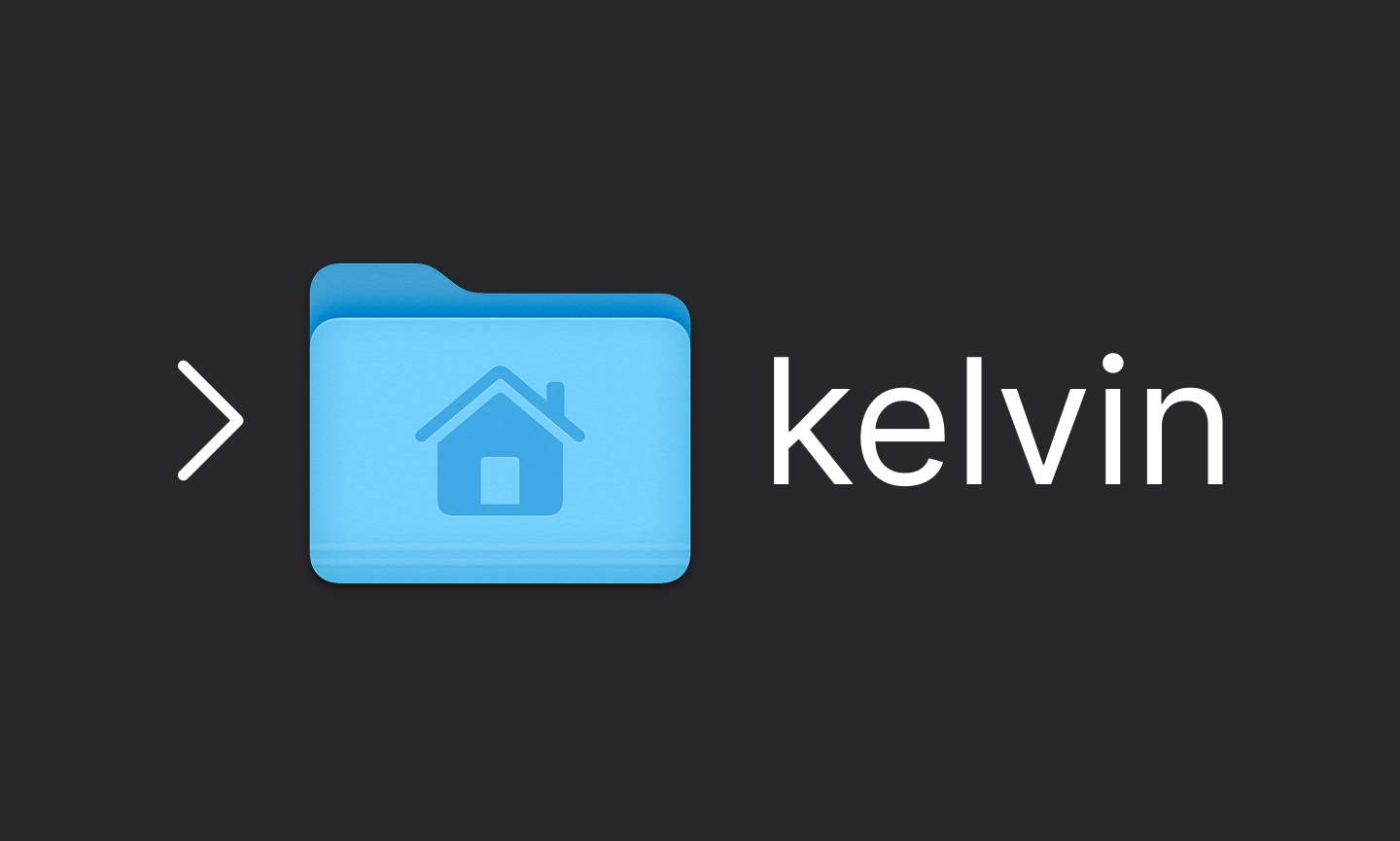 The default macOS home folder for a user named "kelvin".
